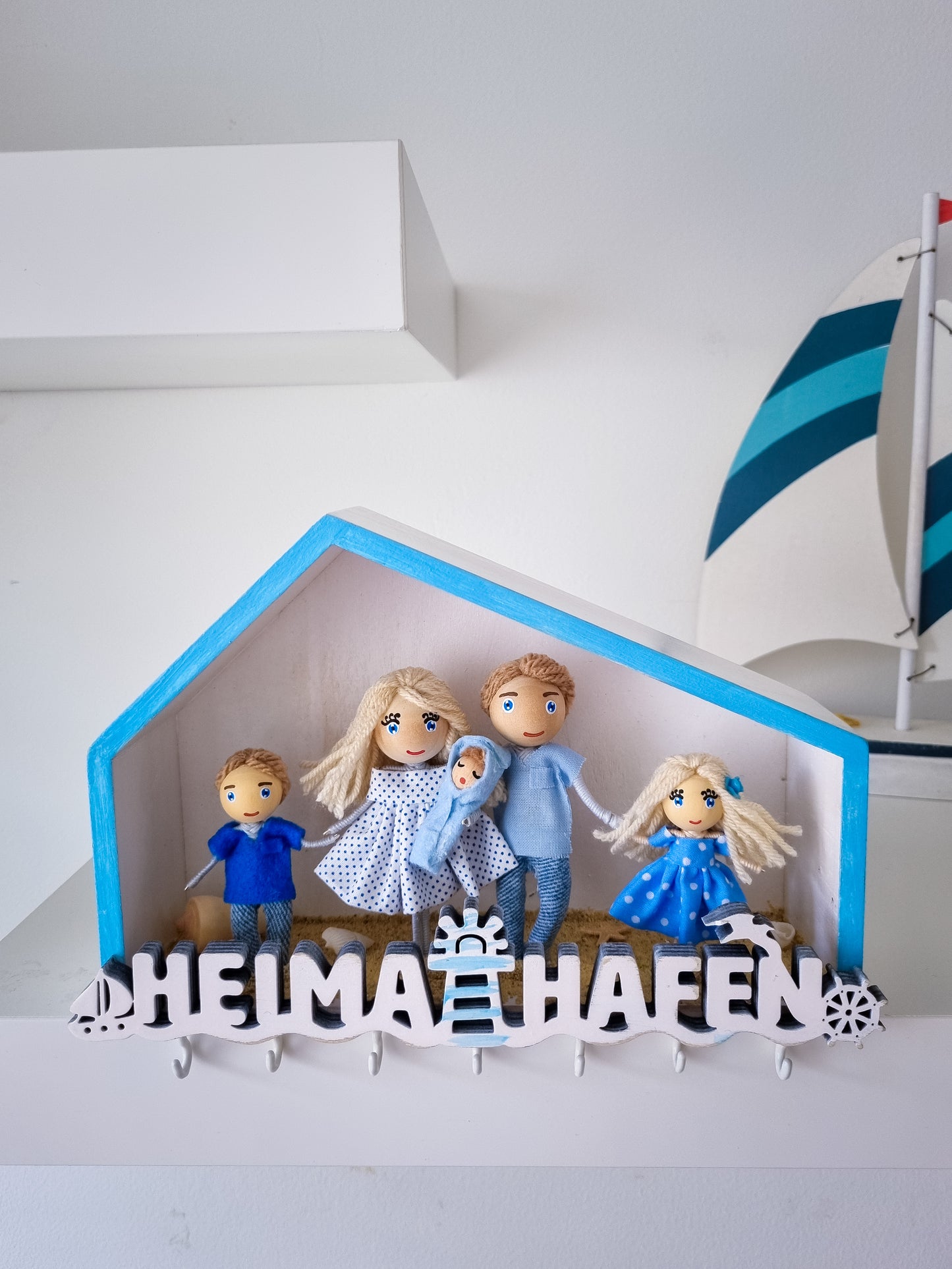 Handmade Keyholder with Family Dolls