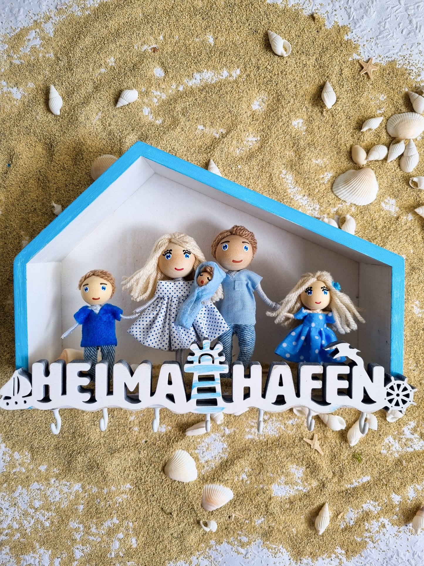 Handmade Keyholder with Family Dolls