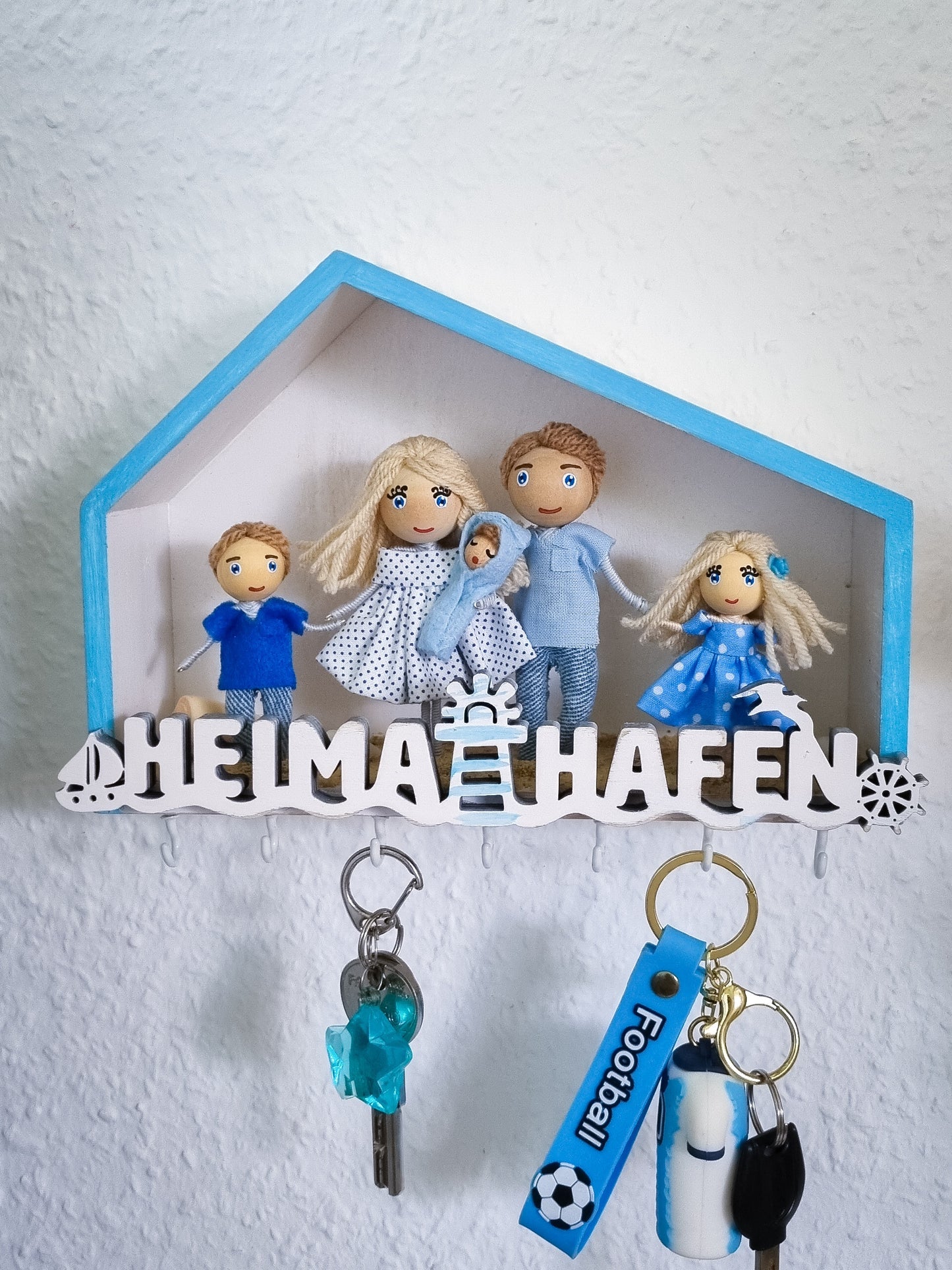 Handmade Keyholder with Family Dolls