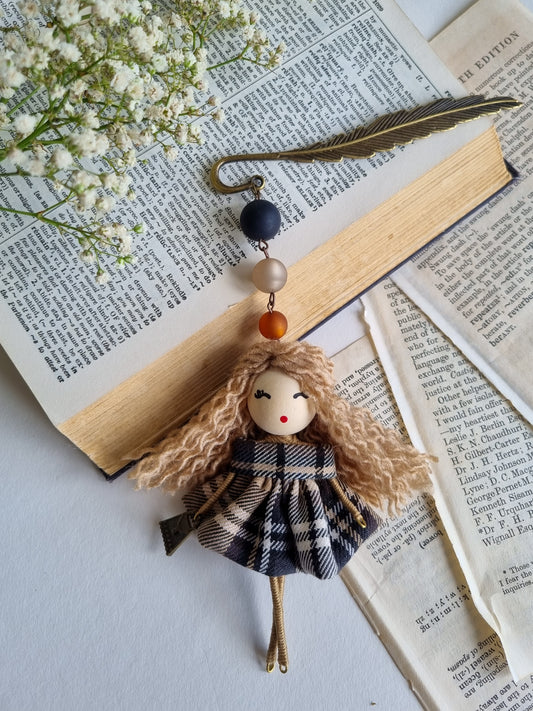 Vintage Bookmark with Handmade Doll