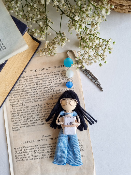 Bookmark Doll with Glasses and Books