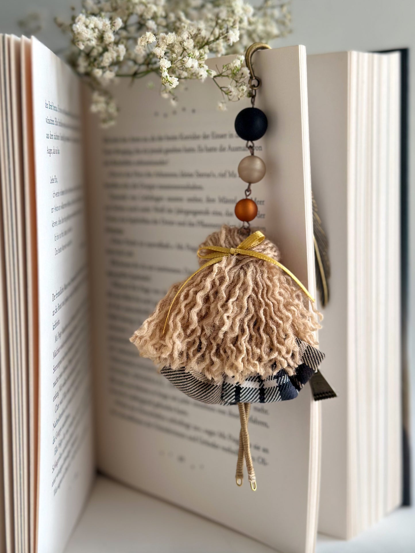 Vintage Bookmark with Handmade Doll