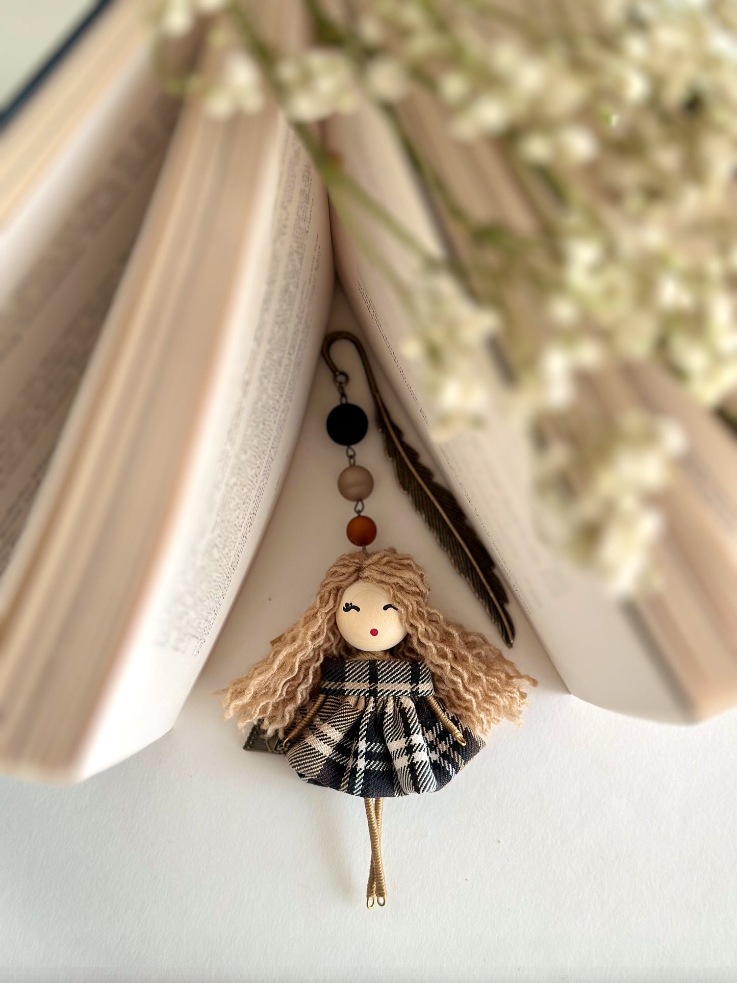 Vintage Bookmark with Handmade Doll